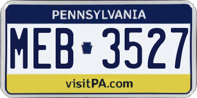 PA license plate MEB3527