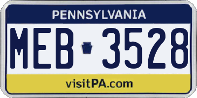 PA license plate MEB3528