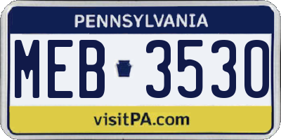 PA license plate MEB3530