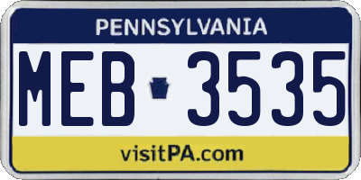 PA license plate MEB3535