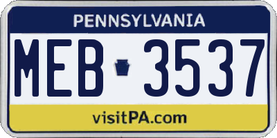 PA license plate MEB3537