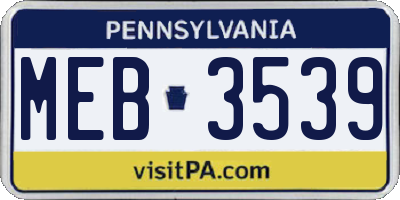 PA license plate MEB3539