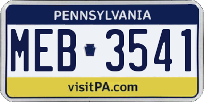 PA license plate MEB3541