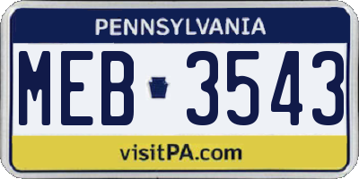 PA license plate MEB3543