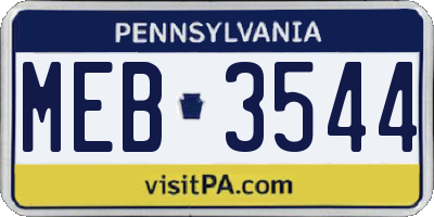 PA license plate MEB3544