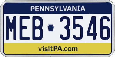 PA license plate MEB3546