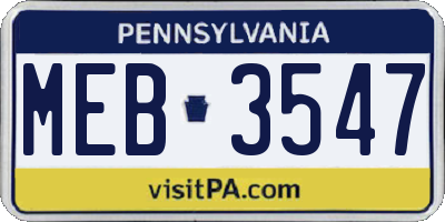 PA license plate MEB3547