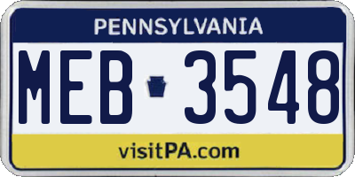 PA license plate MEB3548