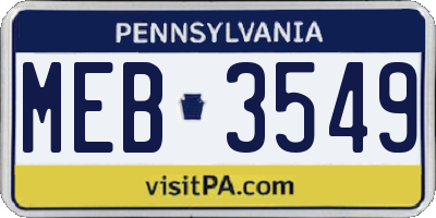 PA license plate MEB3549