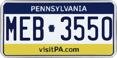 PA license plate MEB3550