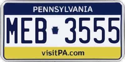 PA license plate MEB3555