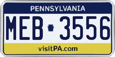 PA license plate MEB3556