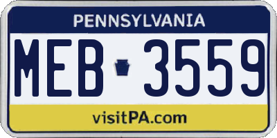 PA license plate MEB3559