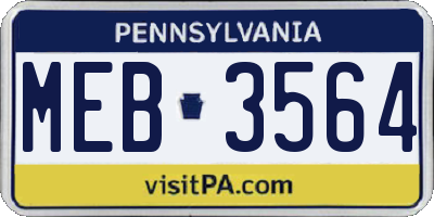 PA license plate MEB3564