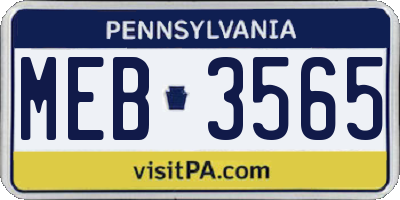 PA license plate MEB3565