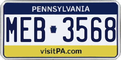 PA license plate MEB3568