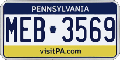 PA license plate MEB3569