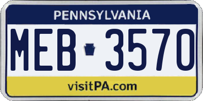 PA license plate MEB3570