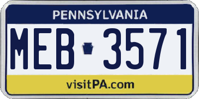 PA license plate MEB3571