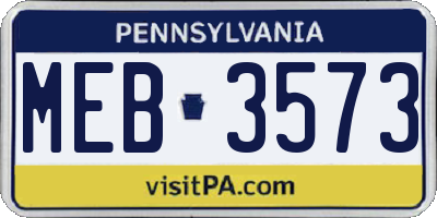 PA license plate MEB3573
