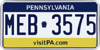 PA license plate MEB3575