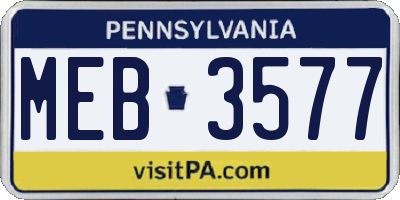 PA license plate MEB3577