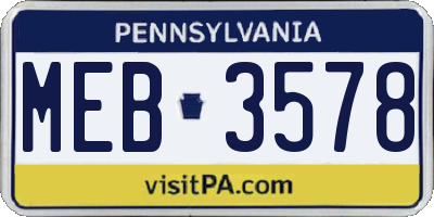 PA license plate MEB3578