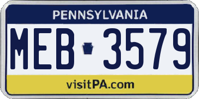 PA license plate MEB3579