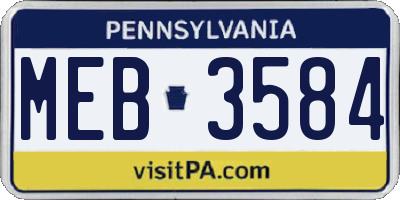 PA license plate MEB3584