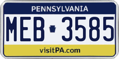 PA license plate MEB3585