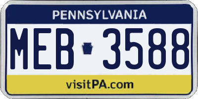 PA license plate MEB3588