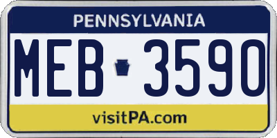 PA license plate MEB3590