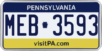 PA license plate MEB3593