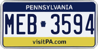 PA license plate MEB3594
