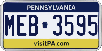 PA license plate MEB3595