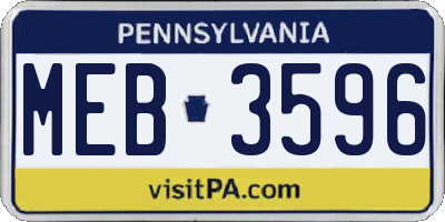 PA license plate MEB3596