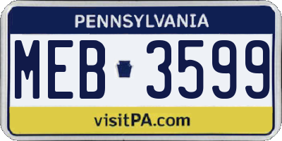 PA license plate MEB3599