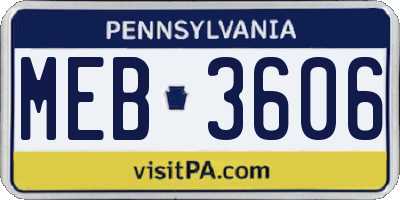 PA license plate MEB3606