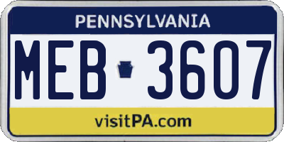 PA license plate MEB3607