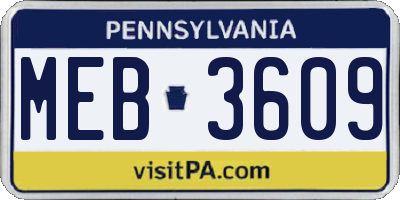 PA license plate MEB3609