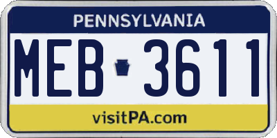 PA license plate MEB3611