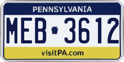 PA license plate MEB3612