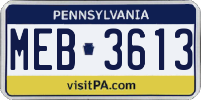 PA license plate MEB3613