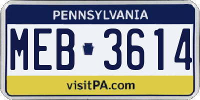 PA license plate MEB3614