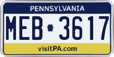 PA license plate MEB3617