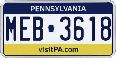 PA license plate MEB3618