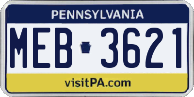 PA license plate MEB3621