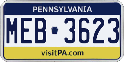 PA license plate MEB3623