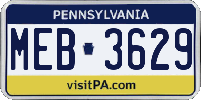 PA license plate MEB3629