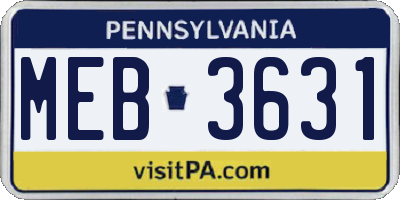 PA license plate MEB3631